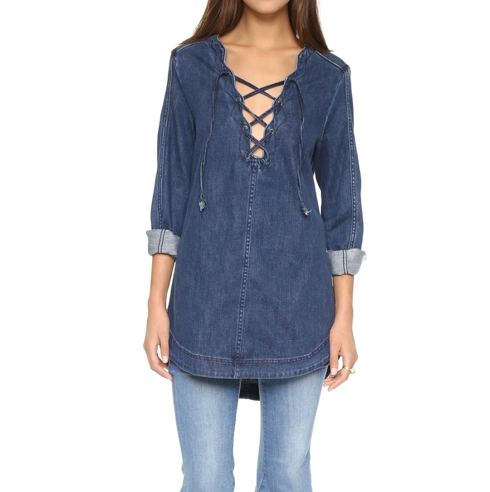 Free People Neopolitan Dreams Denim Tunic M/L